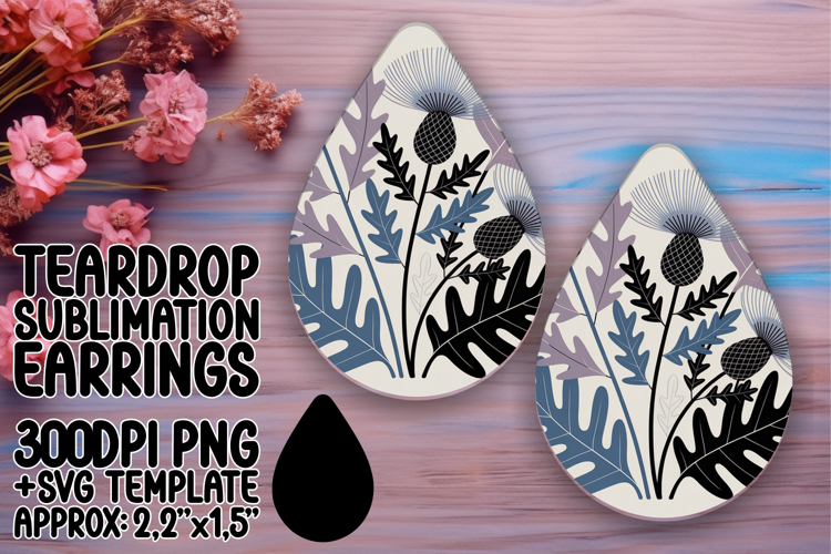 Dynamic Teardrop Earrings Design Template , Flowers