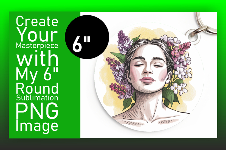 Creative Round Design Keychain Template , Beauty Woman