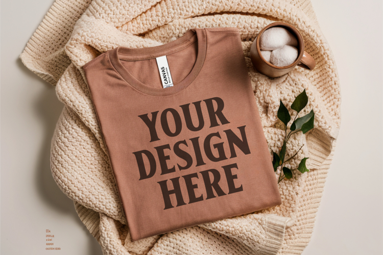 Christmas Bella Canvas 3001 Heather Dust Folded Tshirt Mocku
