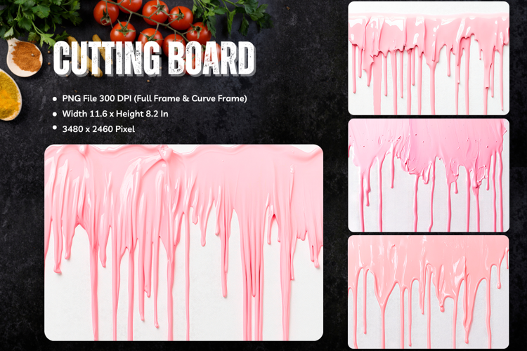 Watercolor Drips Cutting Board Colorful Dripping Border_162