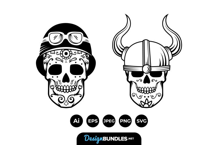 Skull with Helmets