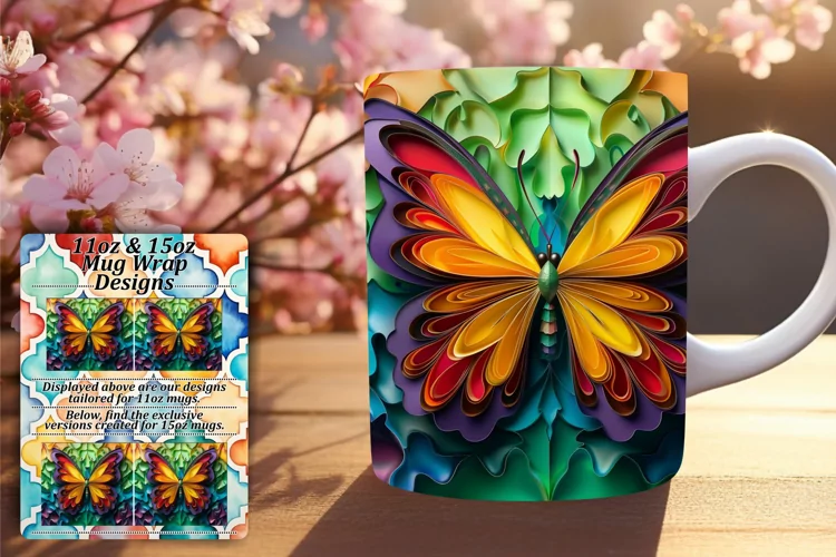 Dynamic Springtime Butterfly Mug Wrap