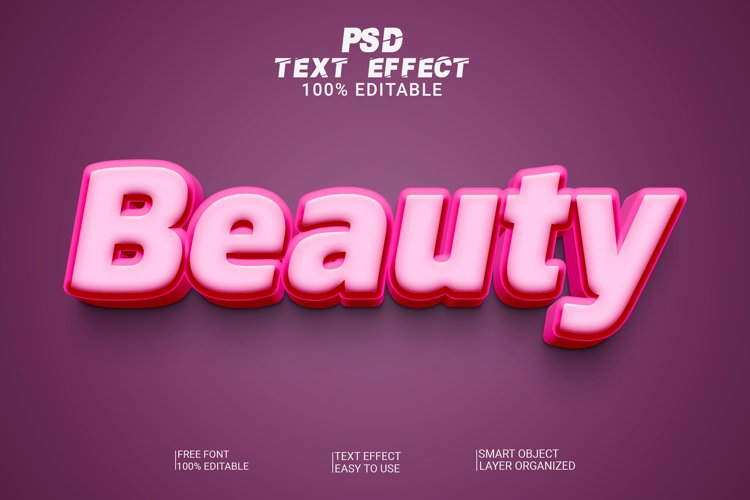 Beauty 3d text effect editable file