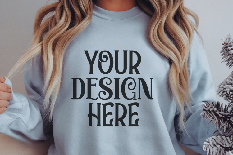 Christmas Gildan 18000 Light Blue Crewneck Sweatshirt Mockup