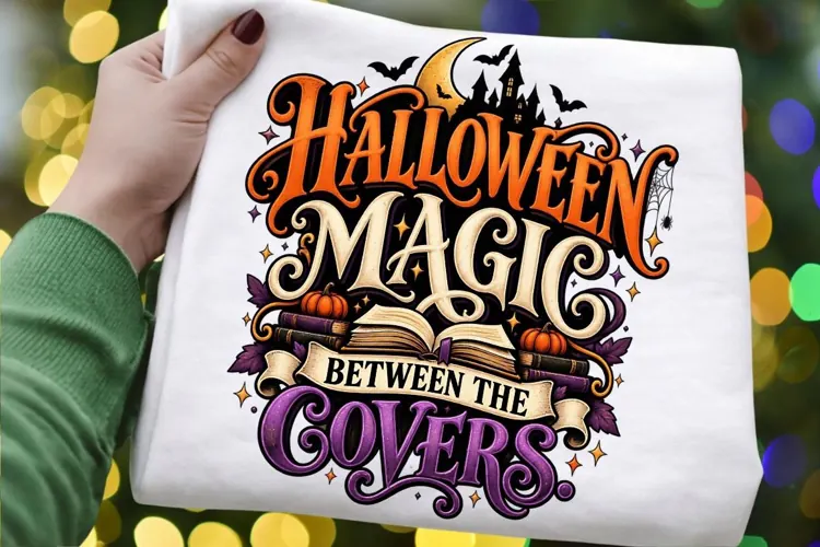 Halloween Magic Between the Covers PNG, Halloween Book Lover