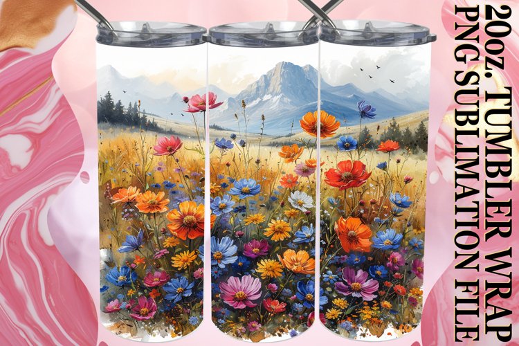 Springtime Flower Pattern Tumbler Sublimation Design example image 1