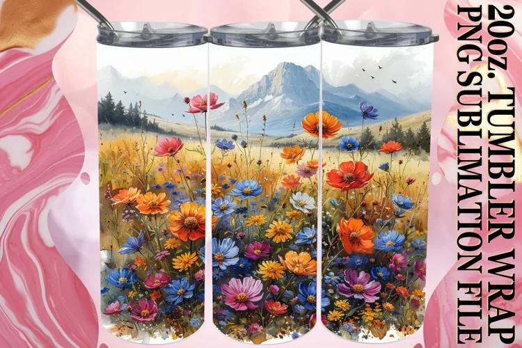 Springtime Flower Pattern Tumbler Sublimation Design