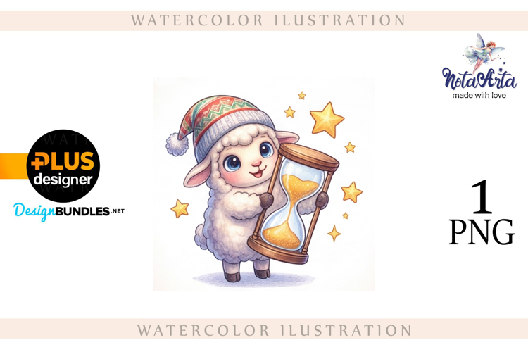 Christmas Sheep in Watercolor Style