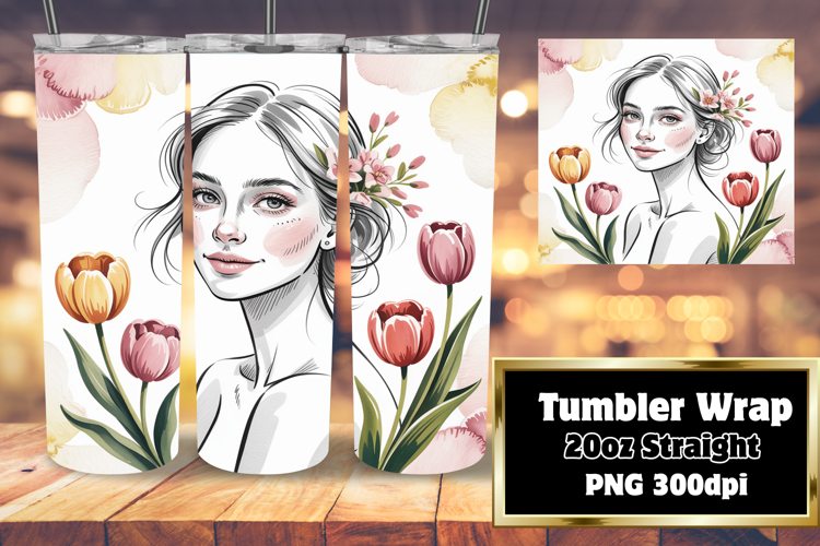 EXQUISITE 20oz Tumbler PNG Template , Beauty Woman