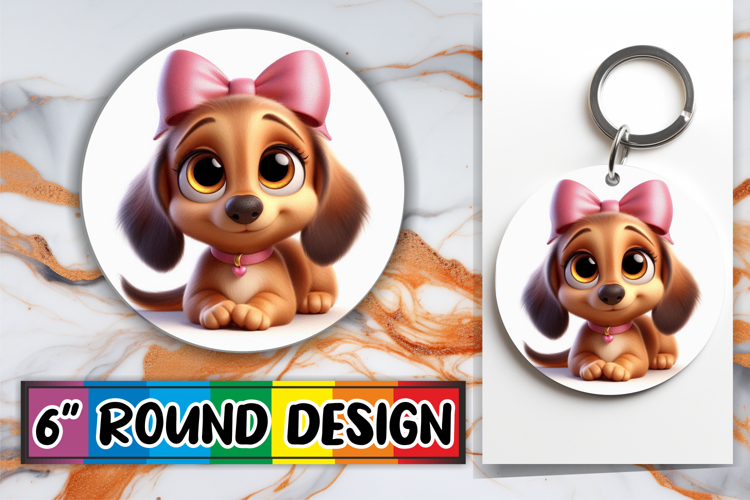 Blissful Round Sublimation Ornaments PNG, 3D Dog