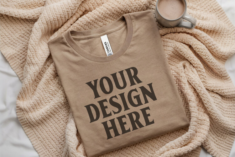 Christmas Bella Canvas 3001 Heather Dust Folded Tshirt Mocku example image 1