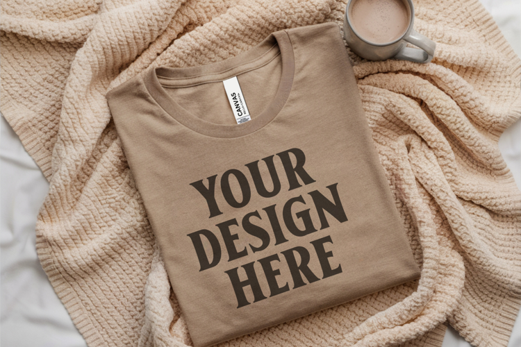 Christmas Bella Canvas 3001 Heather Dust Folded Tshirt Mocku