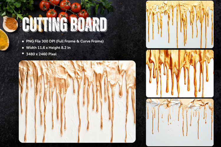 Watercolor Drips Cutting Board Colorful Dripping Border_163