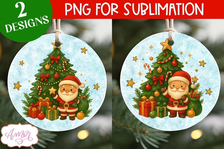 Christmas ornament PNG sublimation, Santa ornament PNG