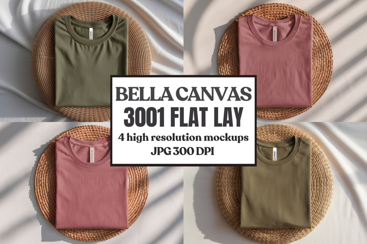 Bella Canvas 3001 Flat Lay T-Shirt Mockup