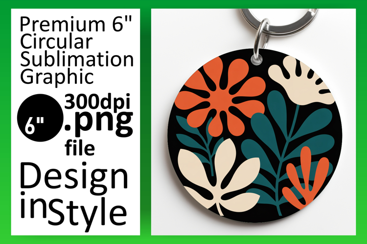 Creative Circle Design Keychain Template , Flowers