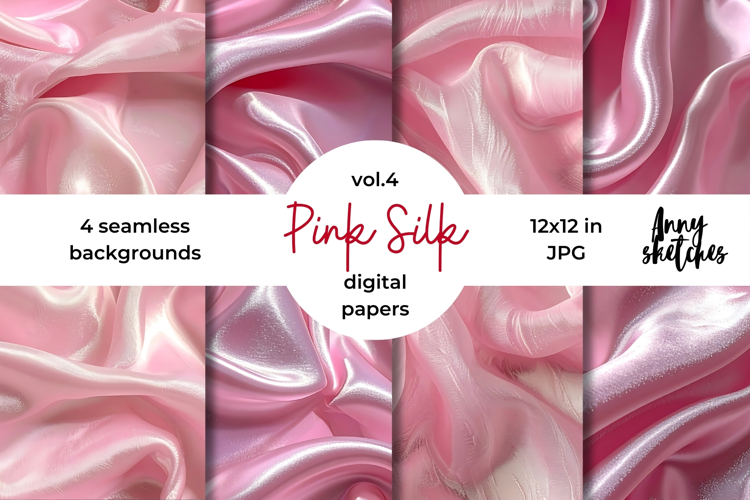 Pink Silk Digital Paper Kit Rococo Valentine Patterns