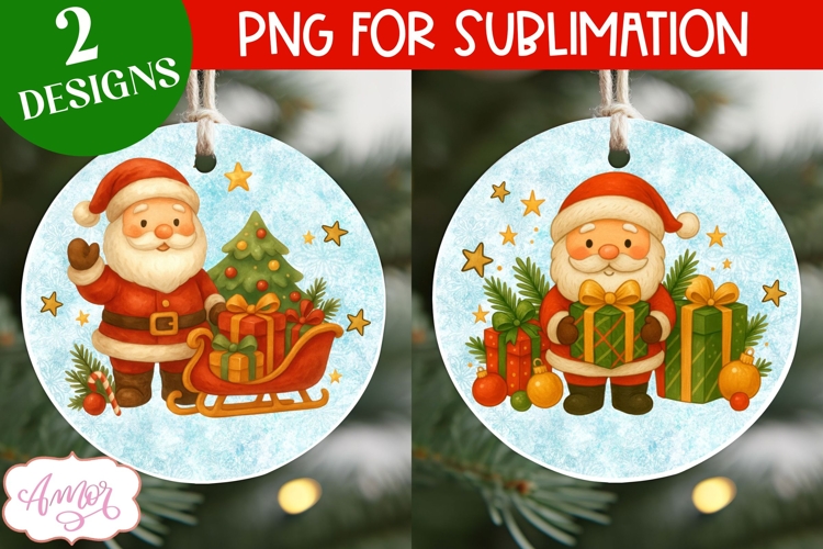Christmas ornament PNG sublimation, Santa ornaments PNG