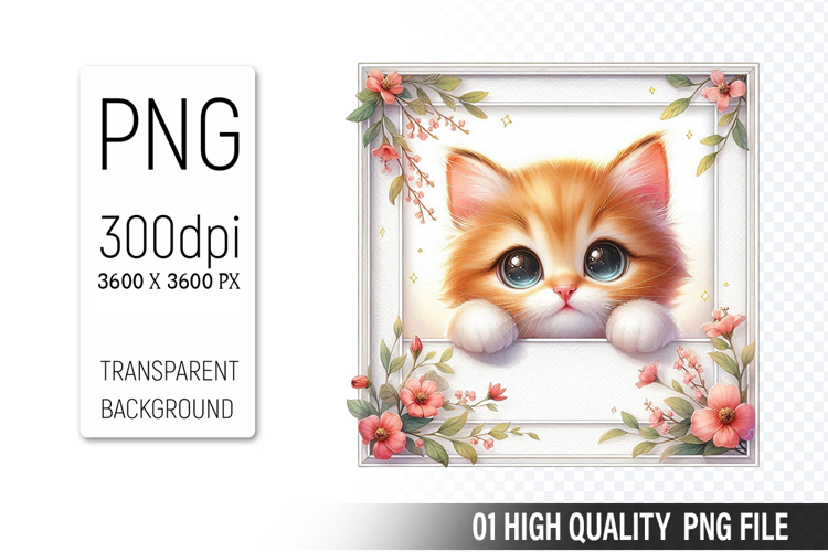 Cute Cat, Animal Sublimation Clipart PNG