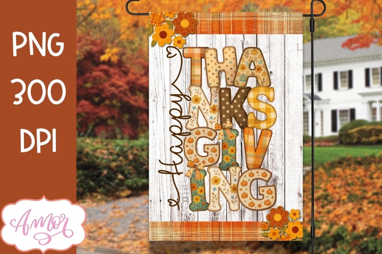 Happy Thanksgiving garden flag sublimation, fall design png