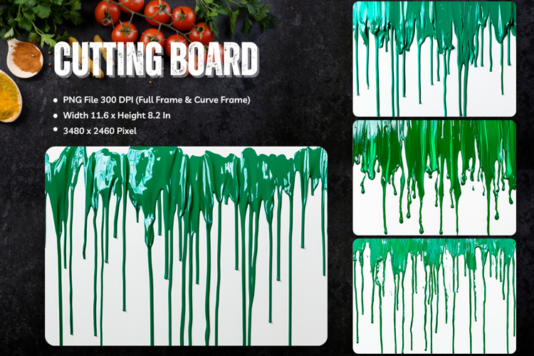 Watercolor Drips Cutting Board Colorful Dripping Border_164