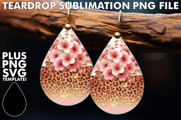 Playful TEARDROP Earrings Art PNG, Leopard Prints