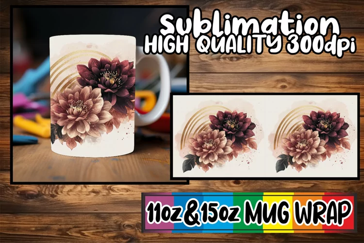 Cozy mornings 11oz 15oz sublimation wrap, Flower