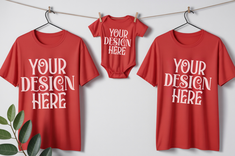 Christmas Family Matching Group T-Shirt Mockups | Holiday Fl