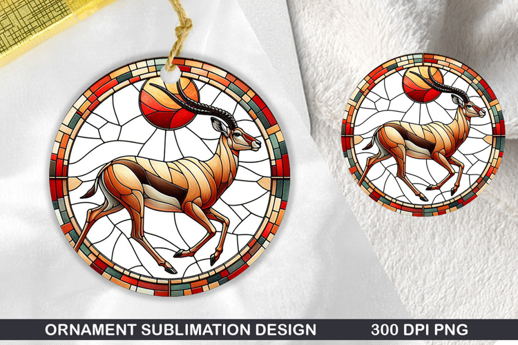 Cute Deer Stained Glass Ornament PNG, Digital Download File