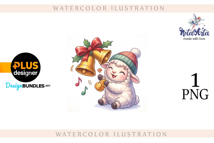 Christmas Sheep in Watercolor Style