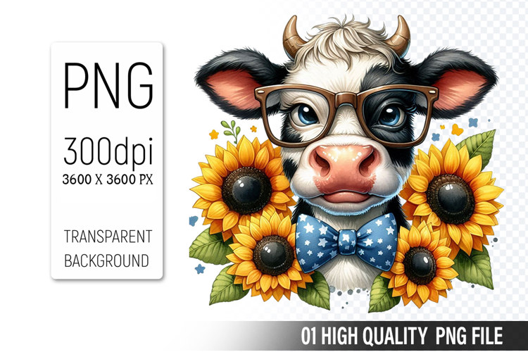 Cute Cow, Animal Sublimation Clipart PNG
