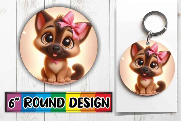 Luminous Ornaments Round Design PNG, 3D Dog