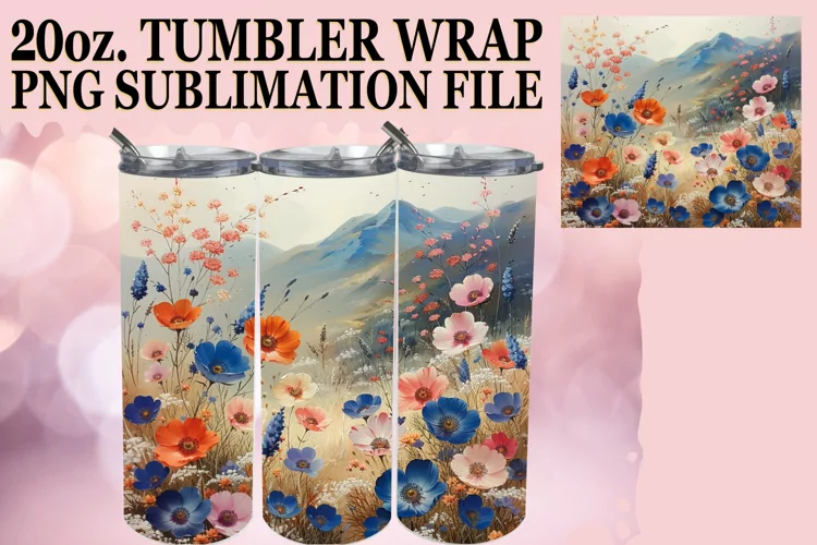 Colorful Meadow of Flowers Tumbler Sublimation Design