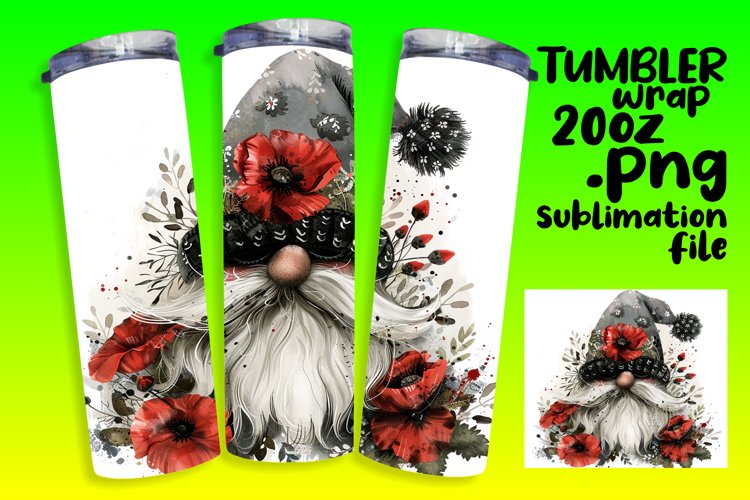 Lively Watercolor Gnome 20oz Tumbler Designs