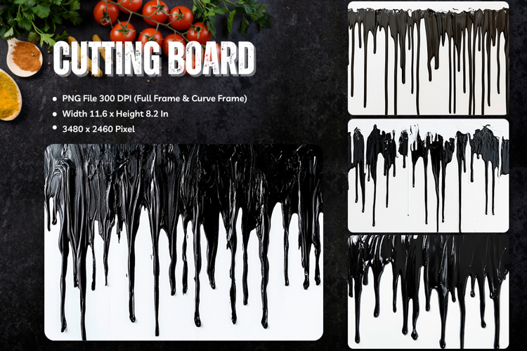 Watercolor Drips Cutting Board Colorful Dripping Border_165