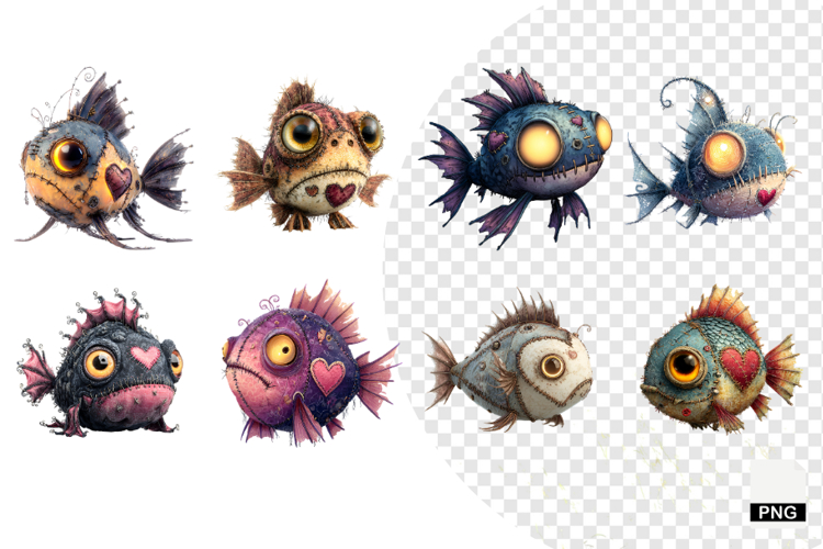 Cute Halloween Fish Clipart example image 1