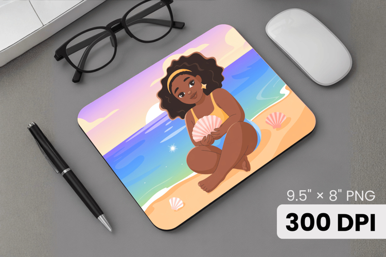 Afro Girl / Woman braided hair Mouse Pad, Black Queen PNG