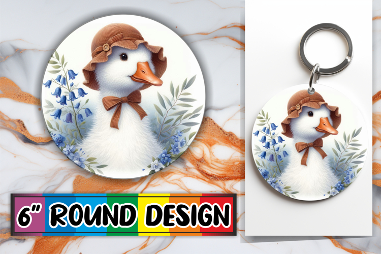 Cheerful Circle Keychains Design, Goose