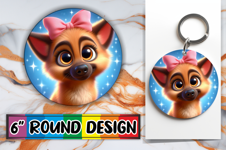 Cheerful Car Coaster Circle PNG, 3D Dog