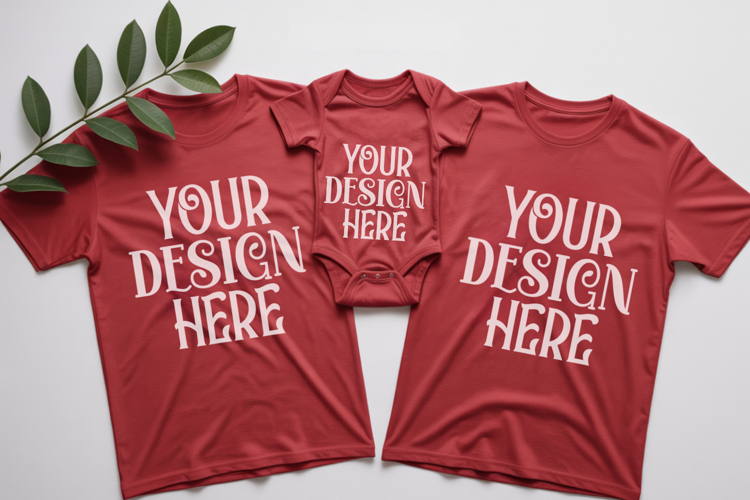 Christmas Family Matching Group T-Shirt Mockups | Holiday Fl