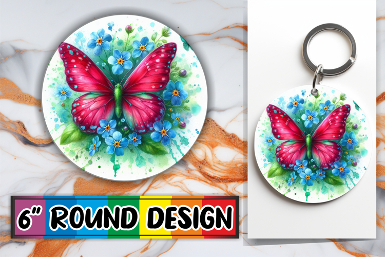 Timeless Sublimation Circle PNG, Butterfly