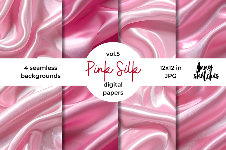 Pink Silk Digital Paper Kit Rococo Valentine Patterns
