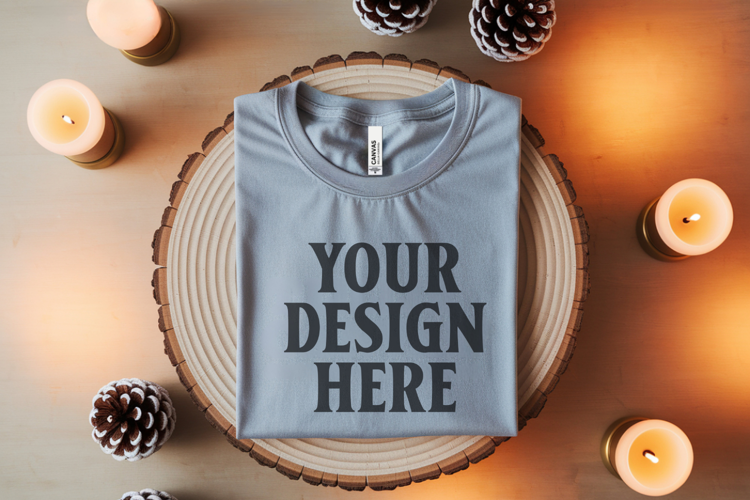 Christmas Bella Canvas 3001 Heather Dust Folded Tshirt Mocku