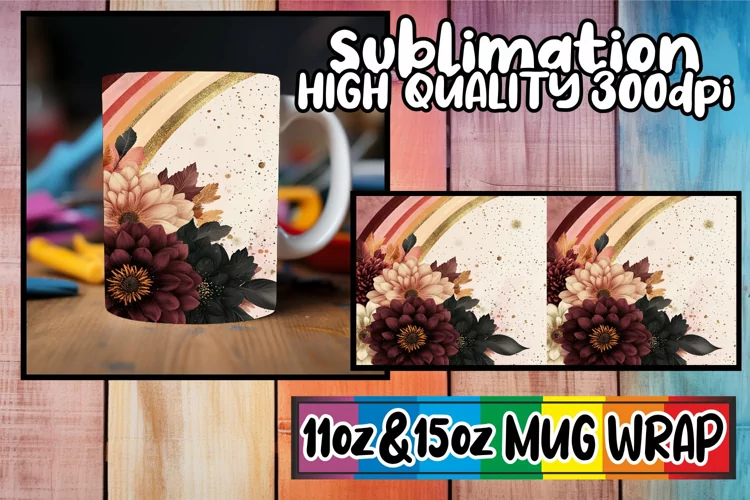 Happy moments 11oz 15oz sublimation wrap, Flower