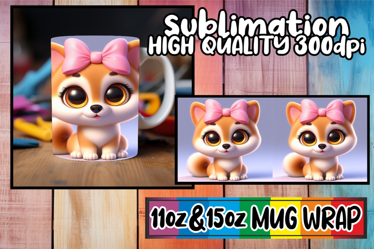 Timeless beauty 11oz 15oz mug wrap, 3D Dog