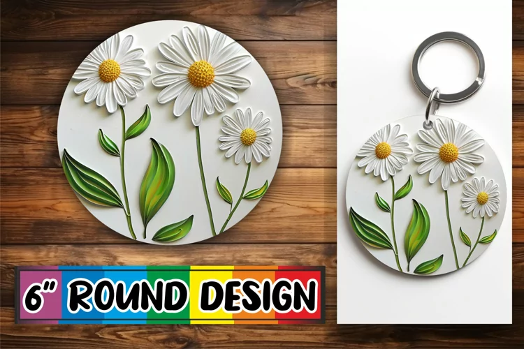 White Petal Serenity: Sublimation Circle Design