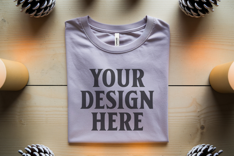Christmas Bella Canvas 3001 Heather Dust Folded Tshirt Mocku