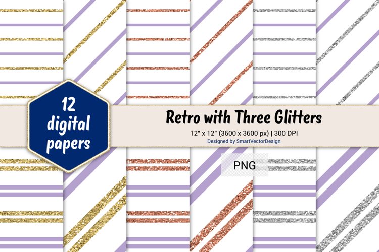 Pinstripes Retro with Three Glitters Color Combo #89 example image 1