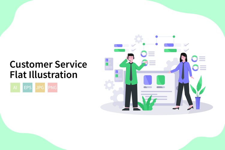 Customer Service Vector Illustration In Flat Modern Style example image 1