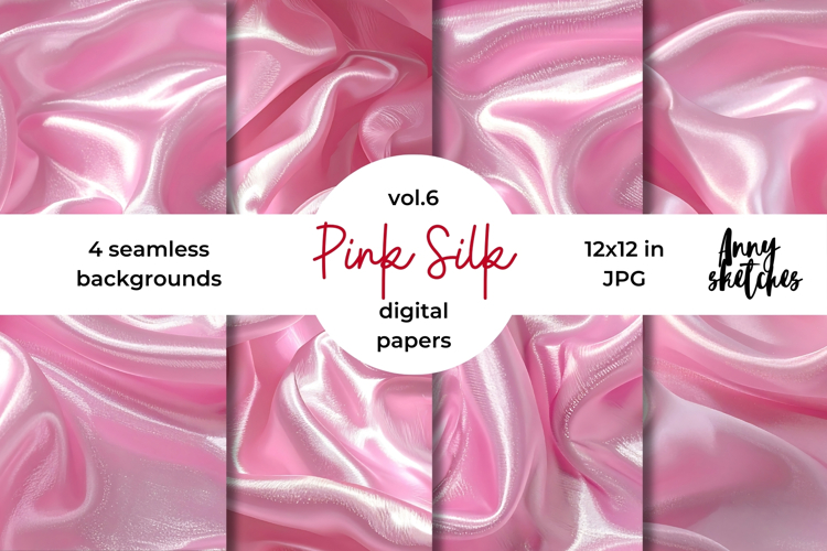 Pink Silk Digital Paper Kit Rococo Valentine Patterns